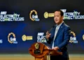 Menteri ESDM Bahlil Lahadalia membuka Electricity Connect 2026 di ICE BSD, Tangerang