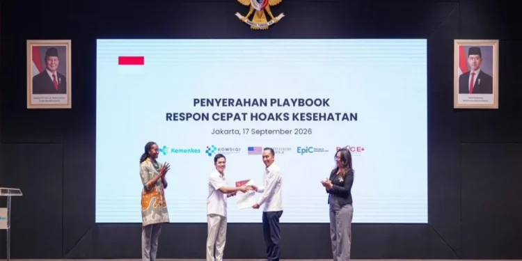 Wakil Menteri Kesehatan Dante Saksono Harbuwono saat peluncuran Playbook Respons Cepat Penanganan Hoaks Kesehatan di Jakarta
