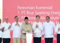 Presiden Prabowo Subianto saat meluncurkan 11 proyek hilirisasi nikel di kawasan Indonesia Weda Bay Industrial Park (IWIP), Maluku Utara
