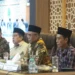 Kepala BPJPH Ahmad Haikal Hasan saat berbicara dalam Tukar Pikiran Implementasi Wajib Halal Oktober 2026 di Kantor MUI Jakarta